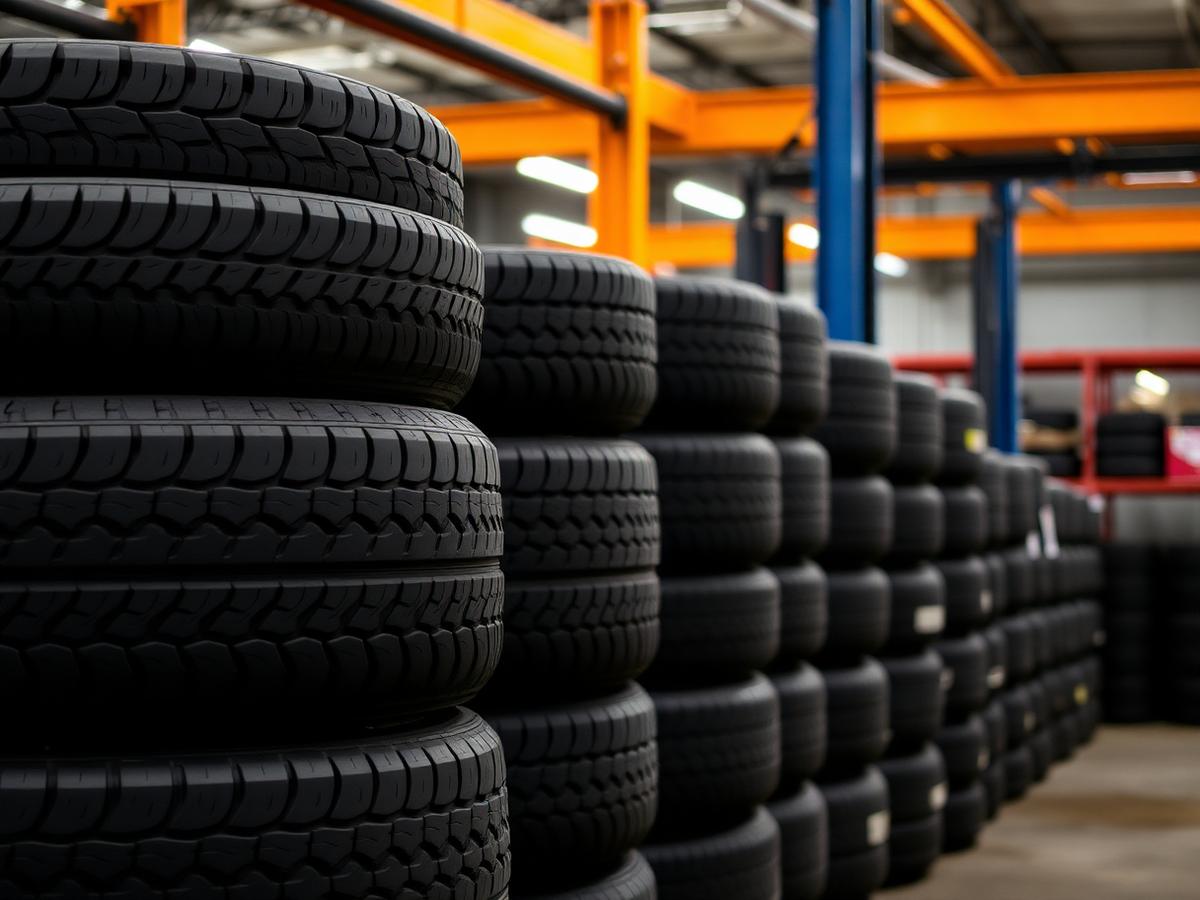 Stack of new tyres